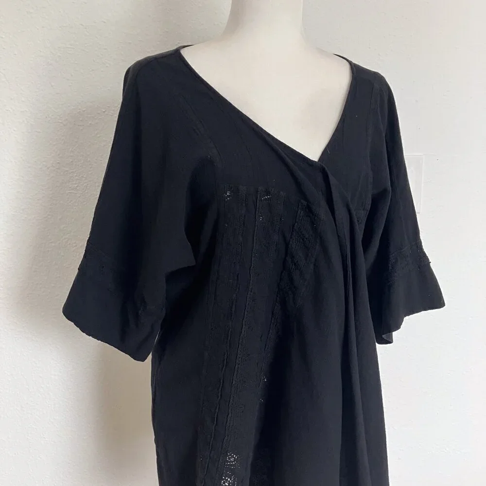 Dunes Relaxed Fashion 100% Cotton Black Open Cardigan Swimsuit Cover Up Large - Picture 6 of 12